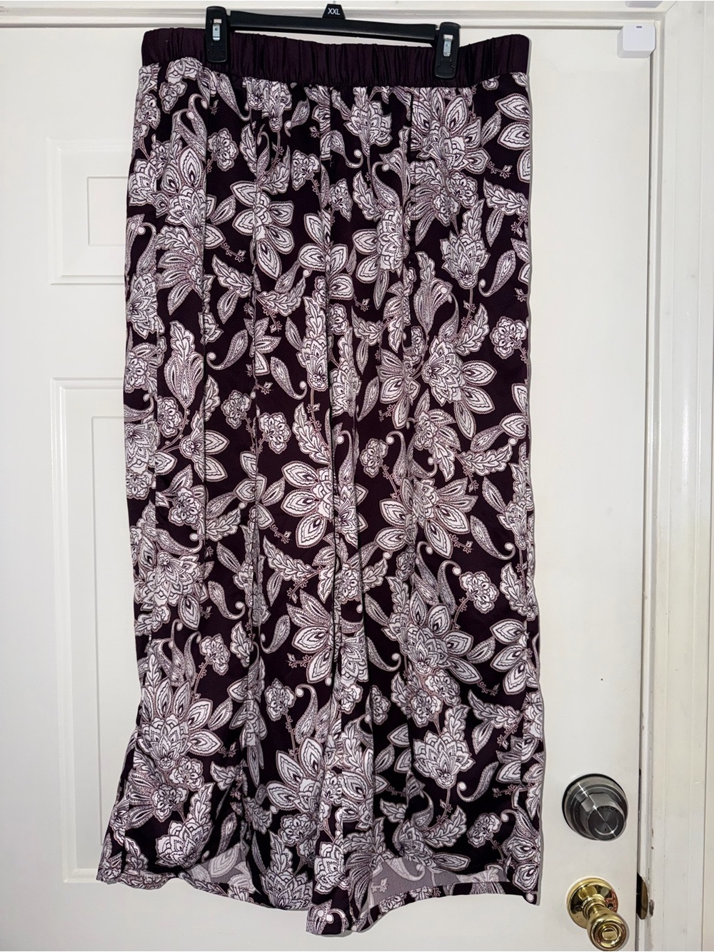 Cacique Plum Paisley Sleep Pants with White Floral Print